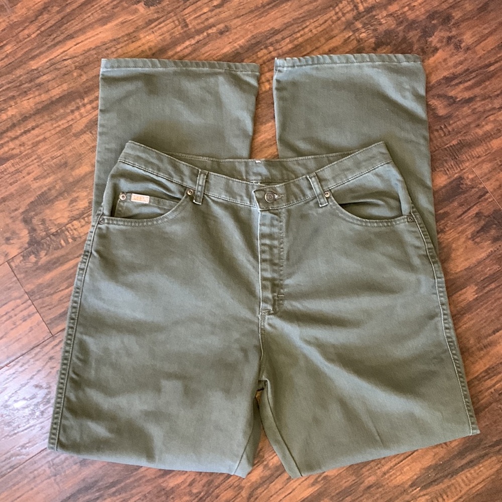 LEE brand olive green denim Midrise bootleg jeans